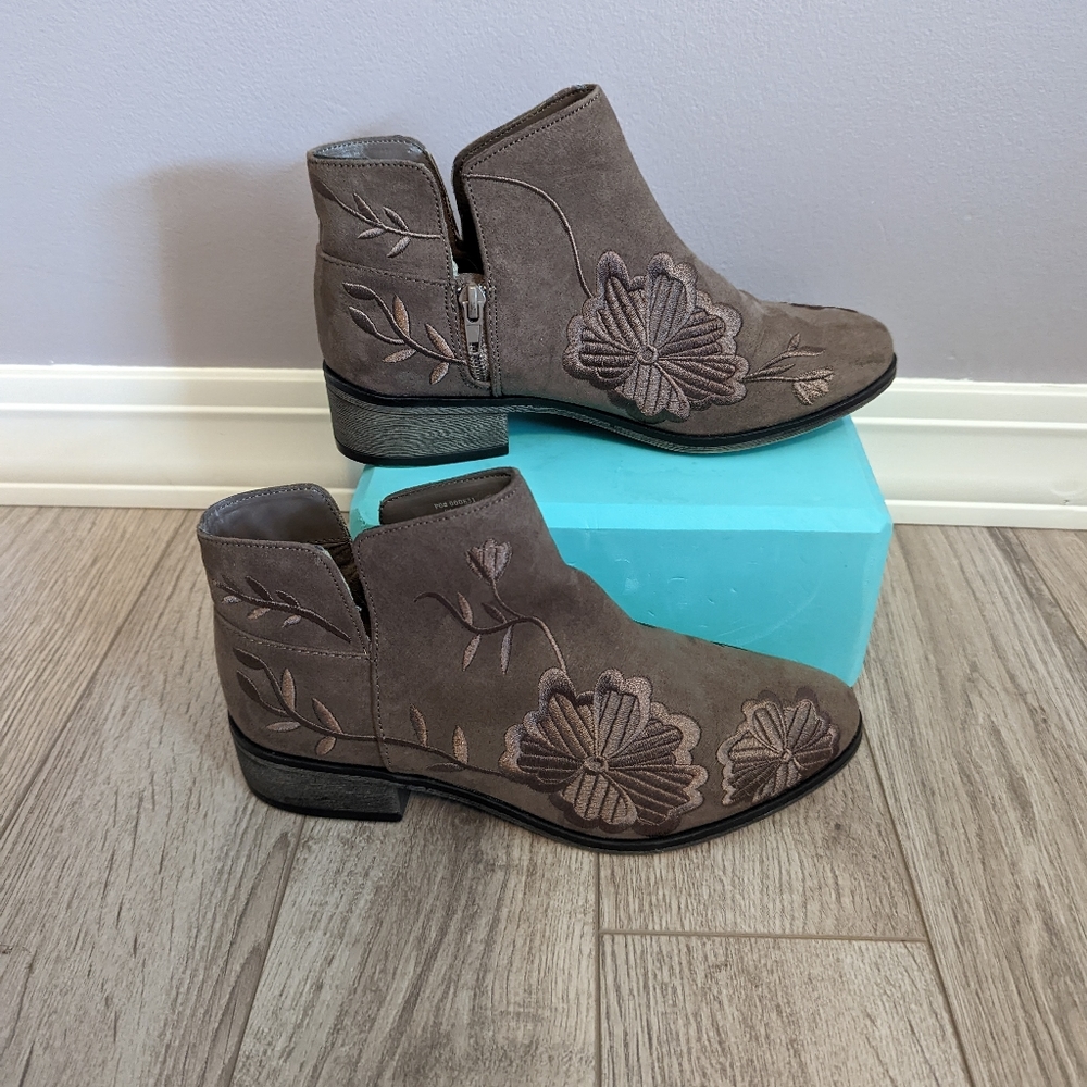 Faux suede ankle boots